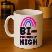 Bisexual Bi Pride Flag Bi And Probably High Coffee Mug thumb 4