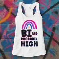 Bisexual Bi Pride Flag Bi And Probably High Women's Tank Top thumb 3