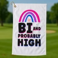 Bisexual Bi Pride Flag Bi And Probably High Golf Towel thumb 1