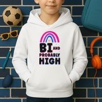 Bisexual Bi Pride Flag Bi And Probably High Kids Hoodie thumb 2