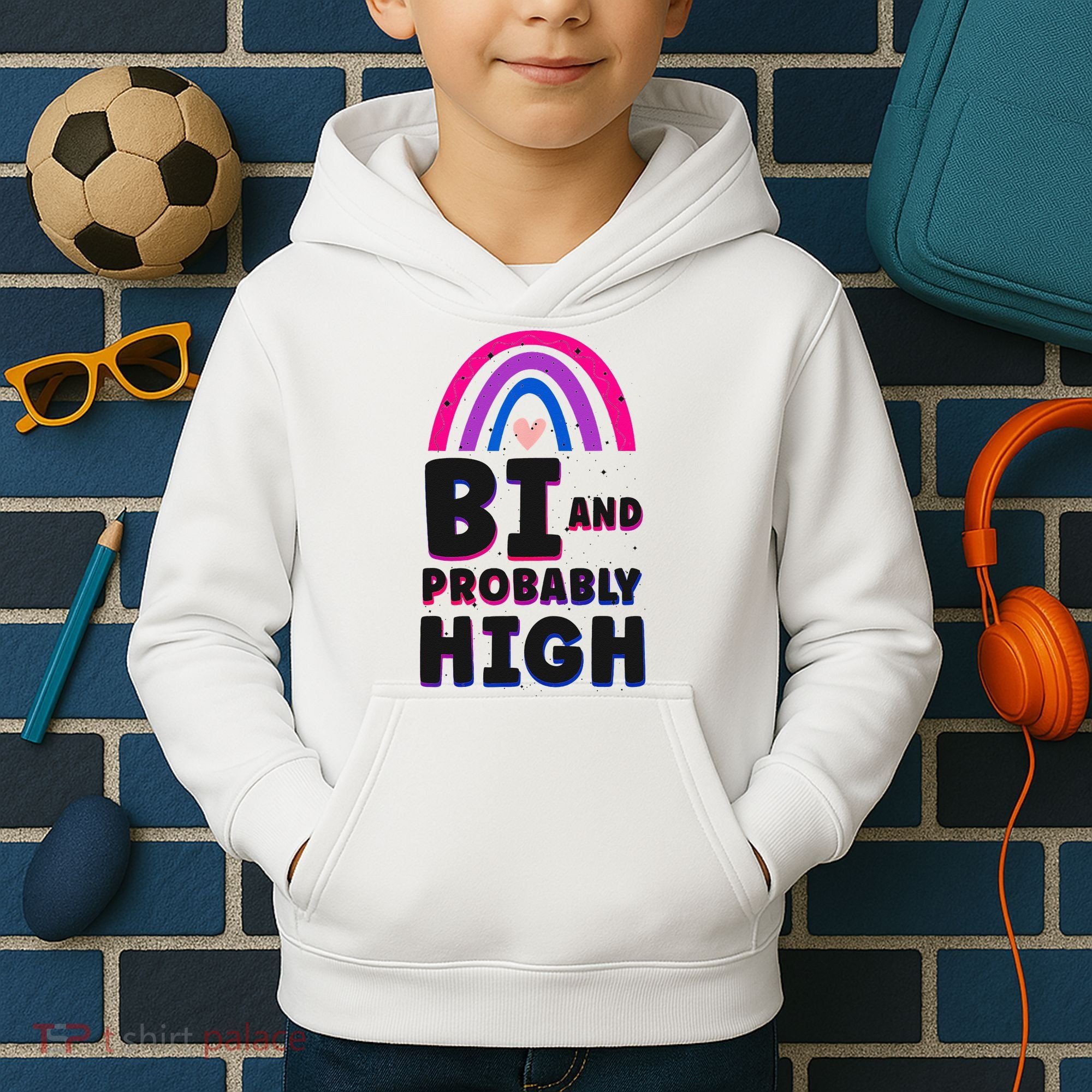 Bisexual Bi Pride Flag Bi And Probably High Kids Hoodie