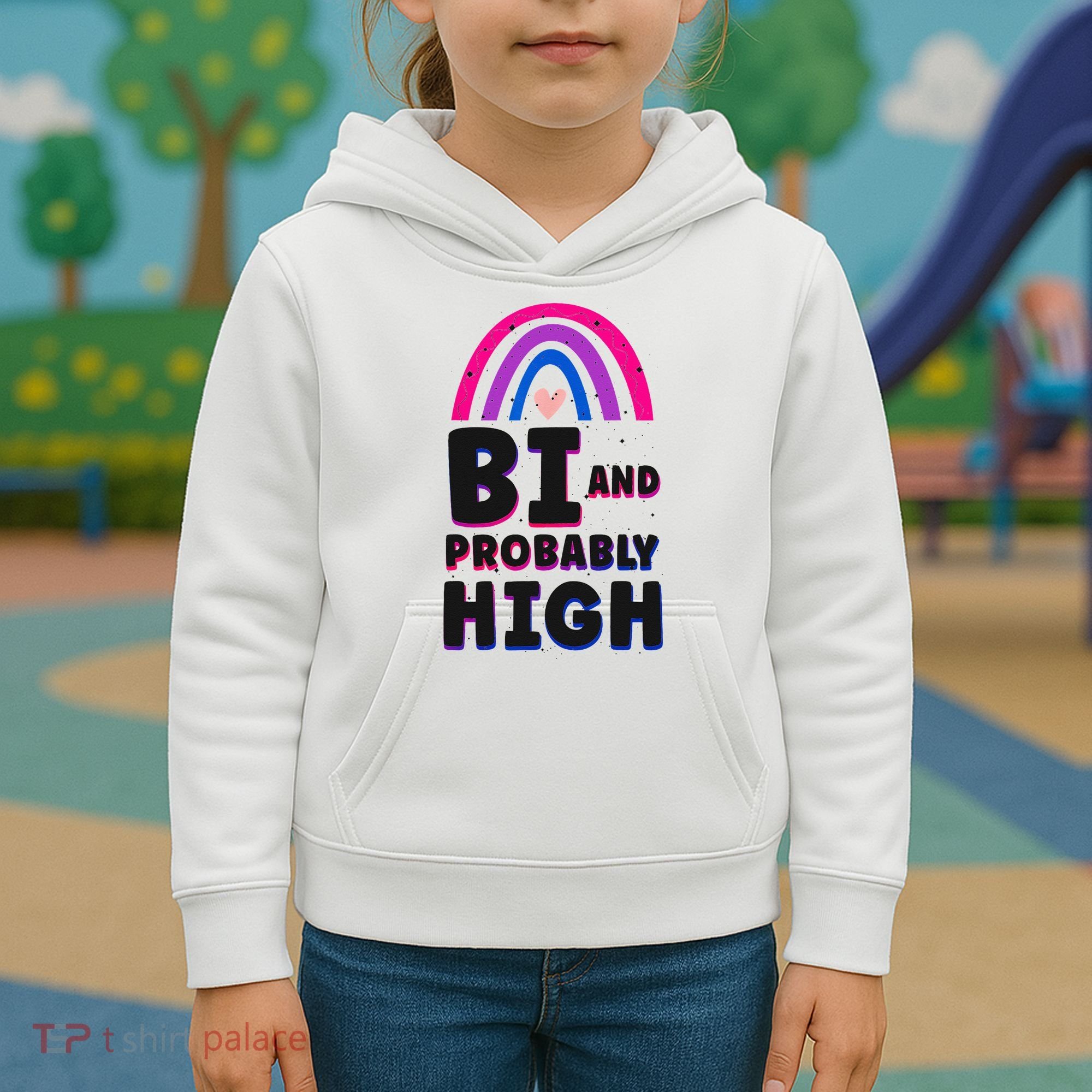 Bisexual Bi Pride Flag Bi And Probably High Kids Hoodie