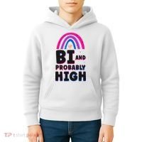 Bisexual Bi Pride Flag Bi And Probably High Kids Hoodie thumb 4