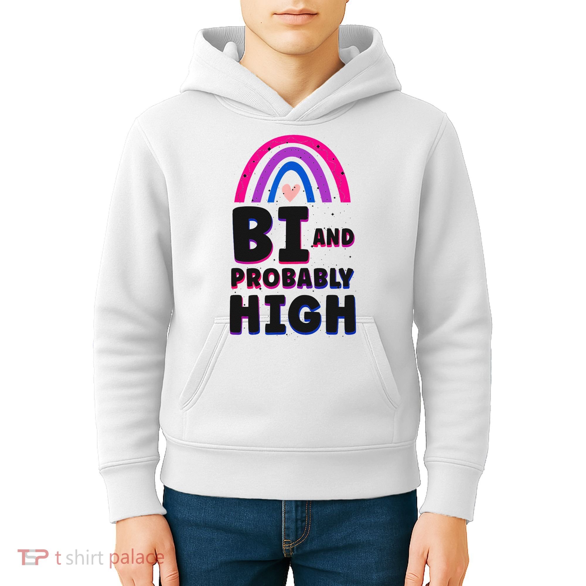 Bisexual Bi Pride Flag Bi And Probably High Kids Hoodie
