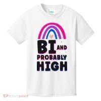 Bisexual Bi Pride Flag Bi And Probably High Kids T-Shirt thumb 0