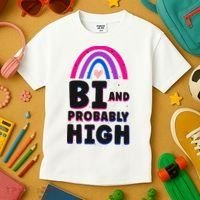Bisexual Bi Pride Flag Bi And Probably High Kids T-Shirt thumb 3