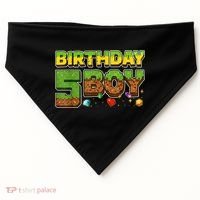 Birthday Boy Pixel 5th Birthday 5 Year Old USA-Made Doggie Bandana thumb 0