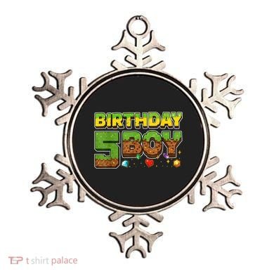Birthday Boy Pixel 5th Birthday 5 Year Old Ornament