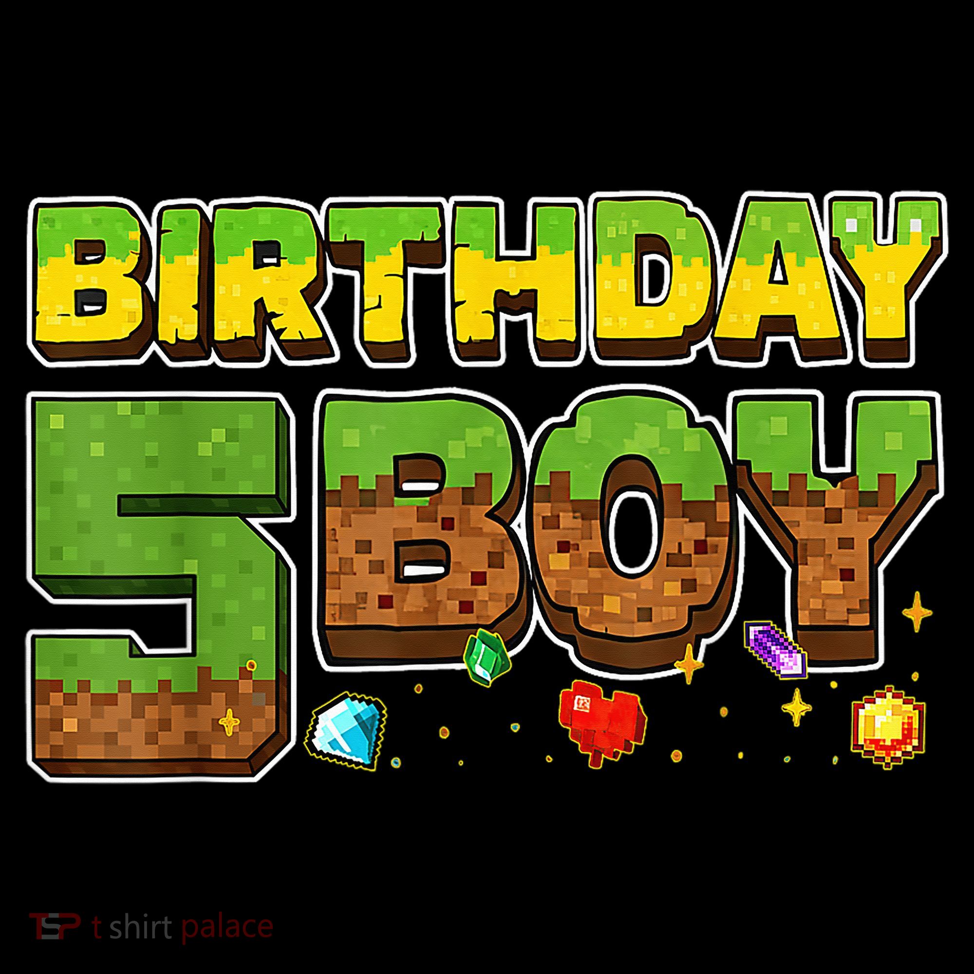 Birthday Boy Pixel 5th Birthday 5 Year Old Ornament