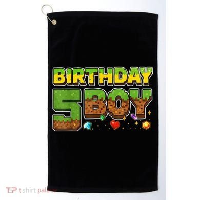 Birthday Boy Pixel 5th Birthday 5 Year Old Golf Towel