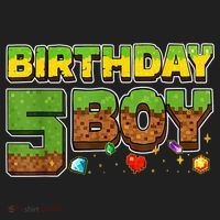 Birthday Boy Pixel 5th Birthday 5 Year Old Golf Towel thumb 3