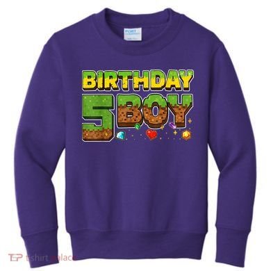 Birthday Boy Pixel 5th Birthday 5 Year Old Kids Sweatshirt