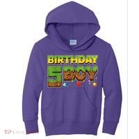 Birthday Boy Pixel 5th Birthday 5 Year Old Kids Hoodie thumb 0
