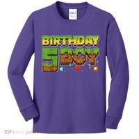 Birthday Boy Pixel 5th Birthday 5 Year Old Kids Long Sleeve Shirt thumb 0