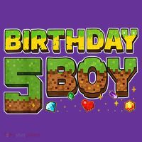 Birthday Boy Pixel 5th Birthday 5 Year Old Kids Long Sleeve Shirt thumb 2