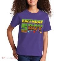 Birthday Boy Pixel 5th Birthday 5 Year Old Kids T-Shirt thumb 2