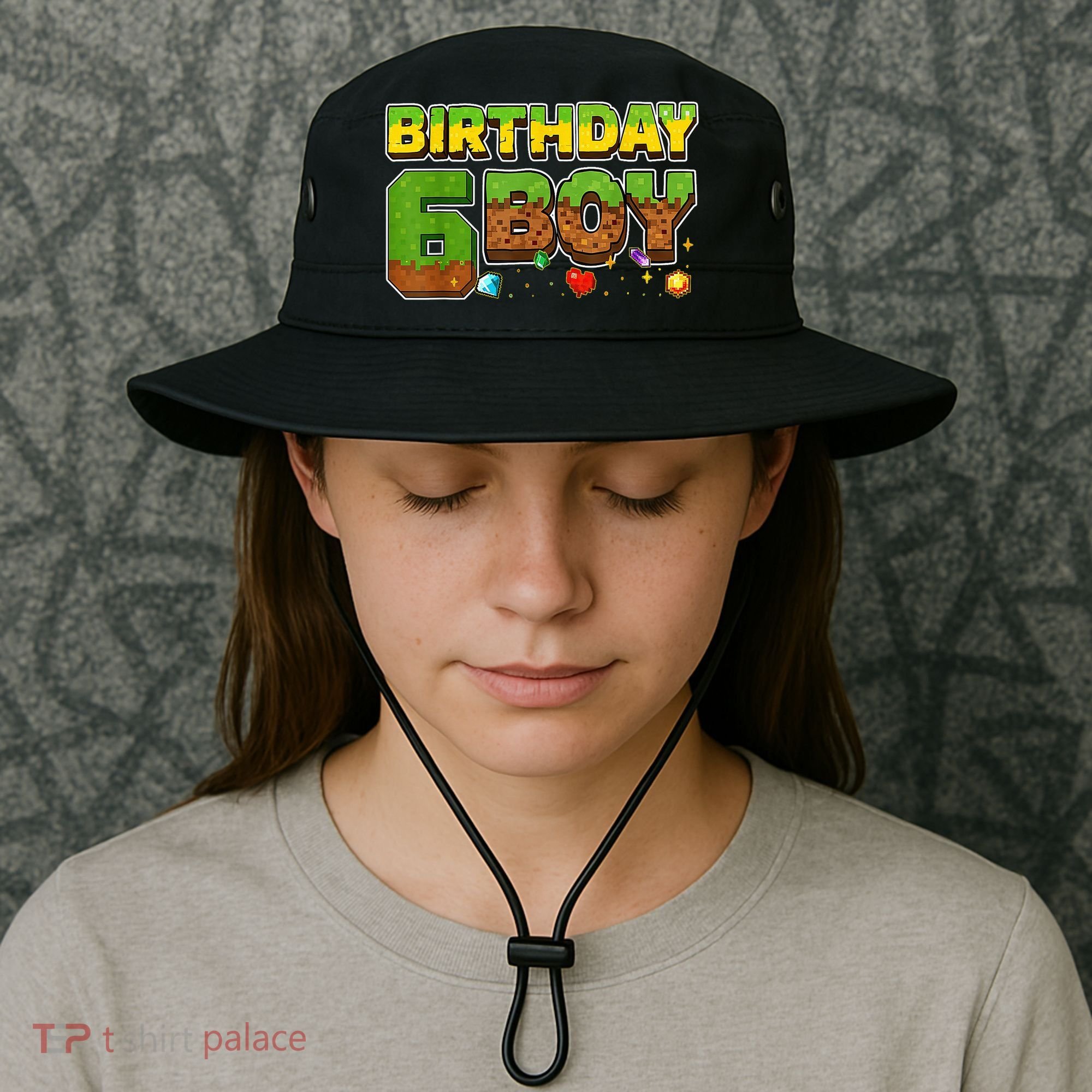 Birthday Boy Pixel 6th Birthday 6 Year Old Bucket Hat