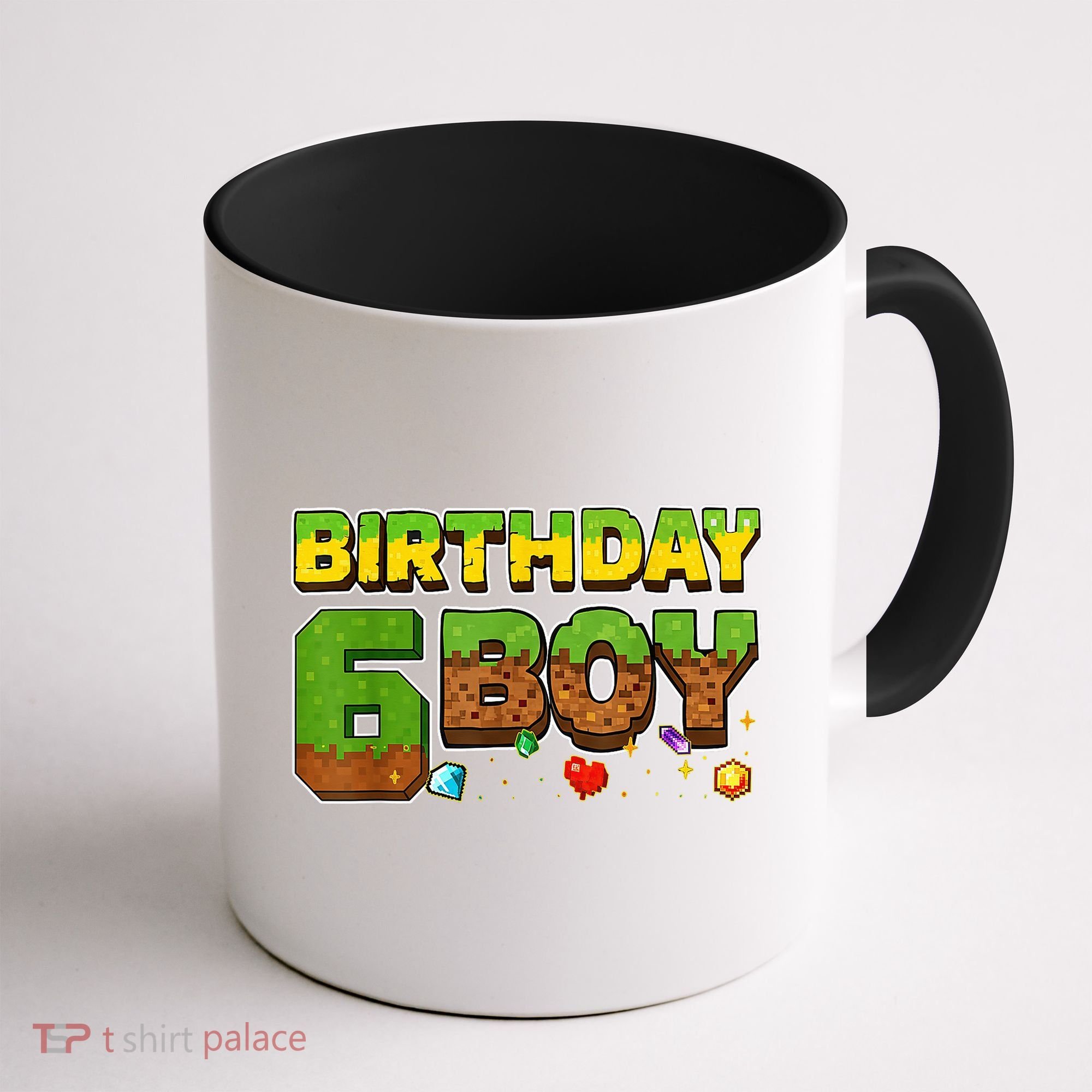 Birthday Boy Pixel 6th Birthday 6 Year Old Coffee Mug