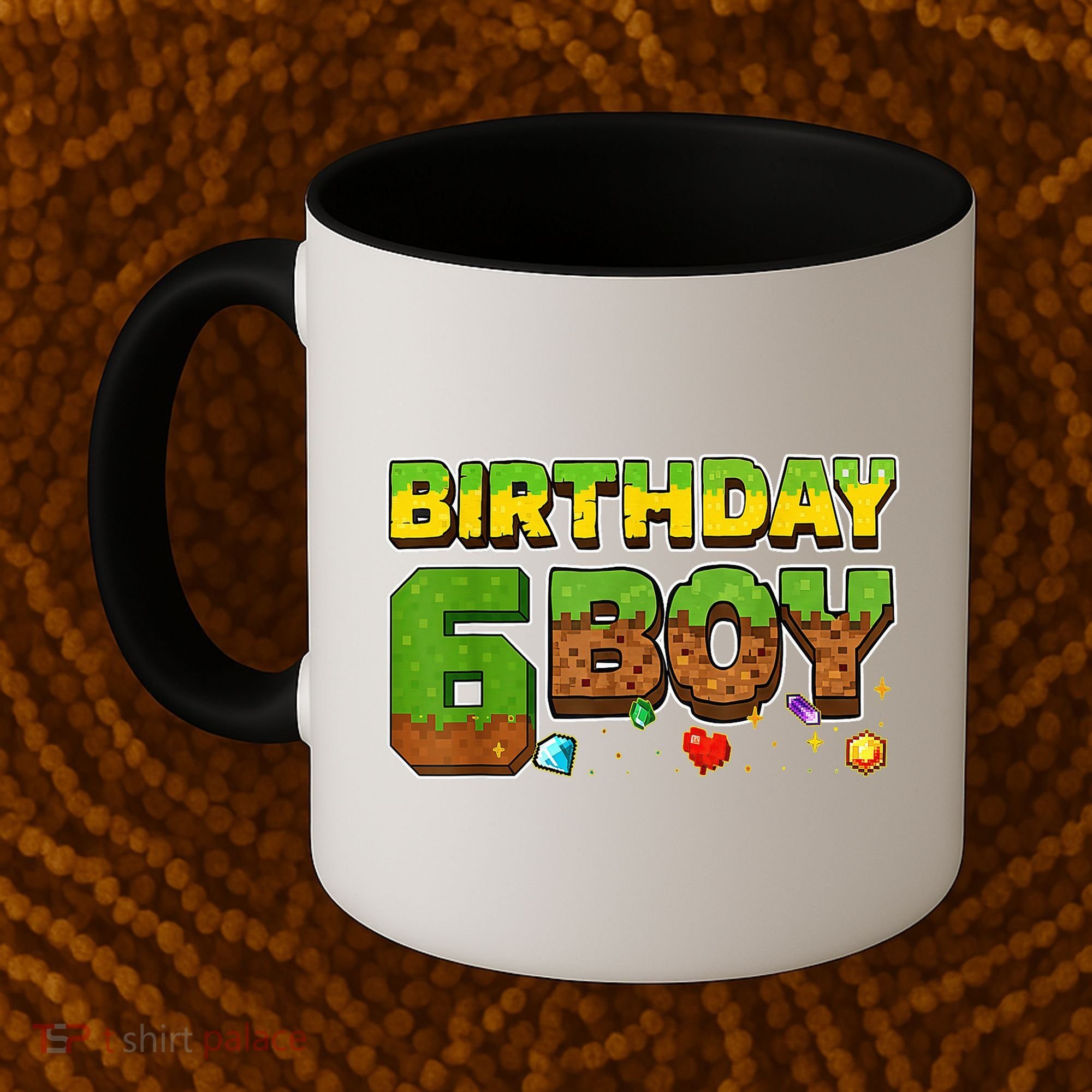 Birthday Boy Pixel 6th Birthday 6 Year Old Coffee Mug