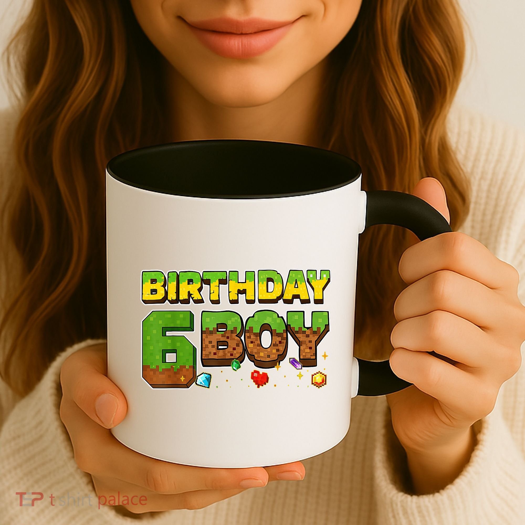 Birthday Boy Pixel 6th Birthday 6 Year Old Coffee Mug