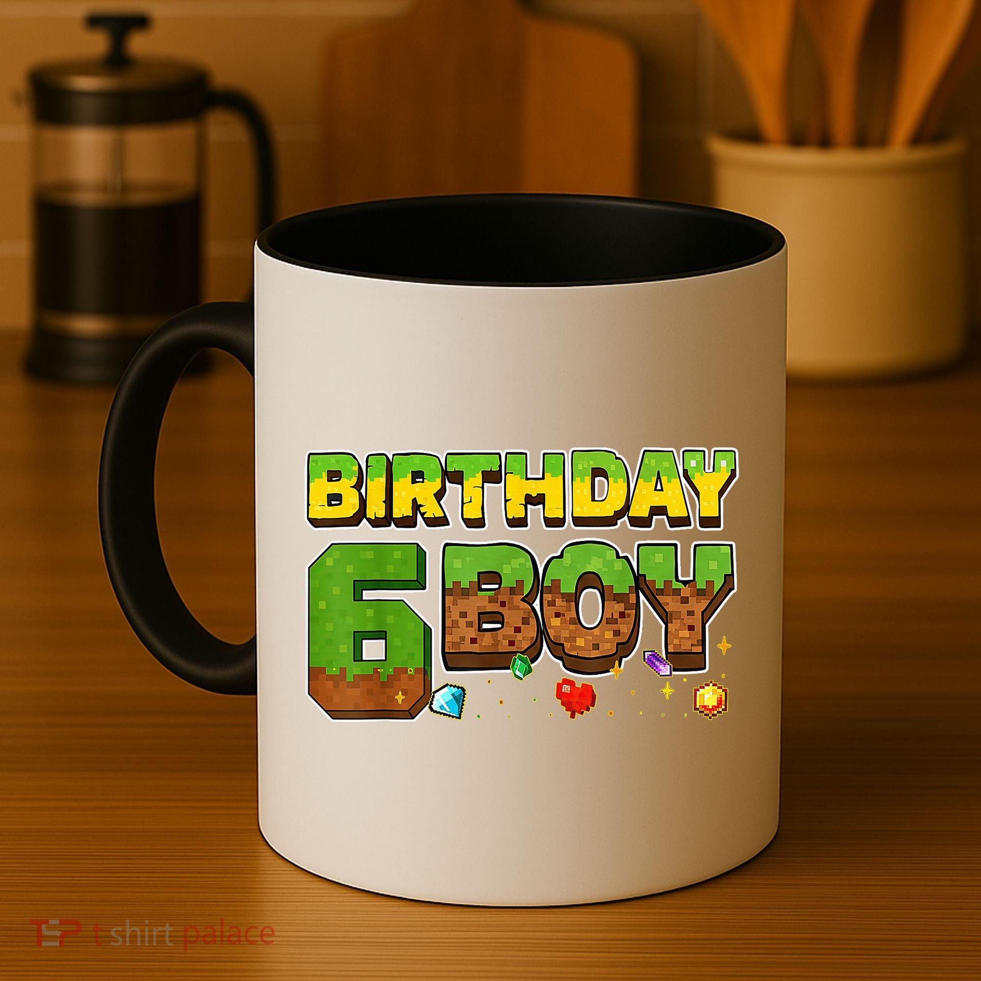 Birthday Boy Pixel 6th Birthday 6 Year Old Coffee Mug