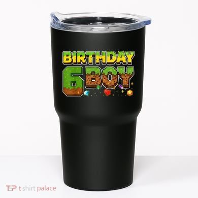 Birthday Boy Pixel 6th Birthday 6 Year Old Tumbler