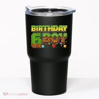 Birthday Boy Pixel 6th Birthday 6 Year Old Tumbler thumb 0