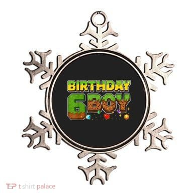 Birthday Boy Pixel 6th Birthday 6 Year Old Ornament