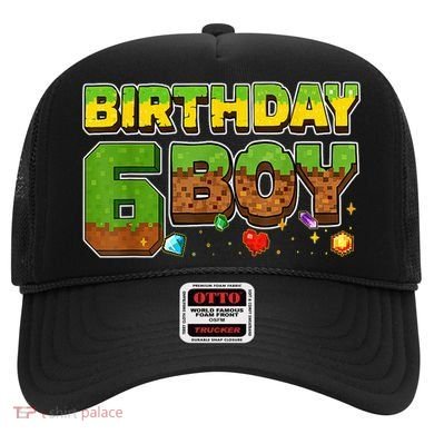 Birthday Boy Pixel 6th Birthday 6 Year Old Hat