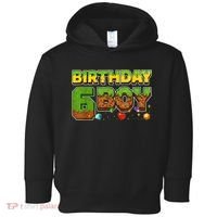 Birthday Boy Pixel 6th Birthday 6 Year Old Toddler Hoodie thumb 0