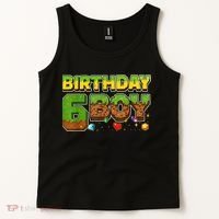 Birthday Boy Pixel 6th Birthday 6 Year Old Tank Top thumb 2