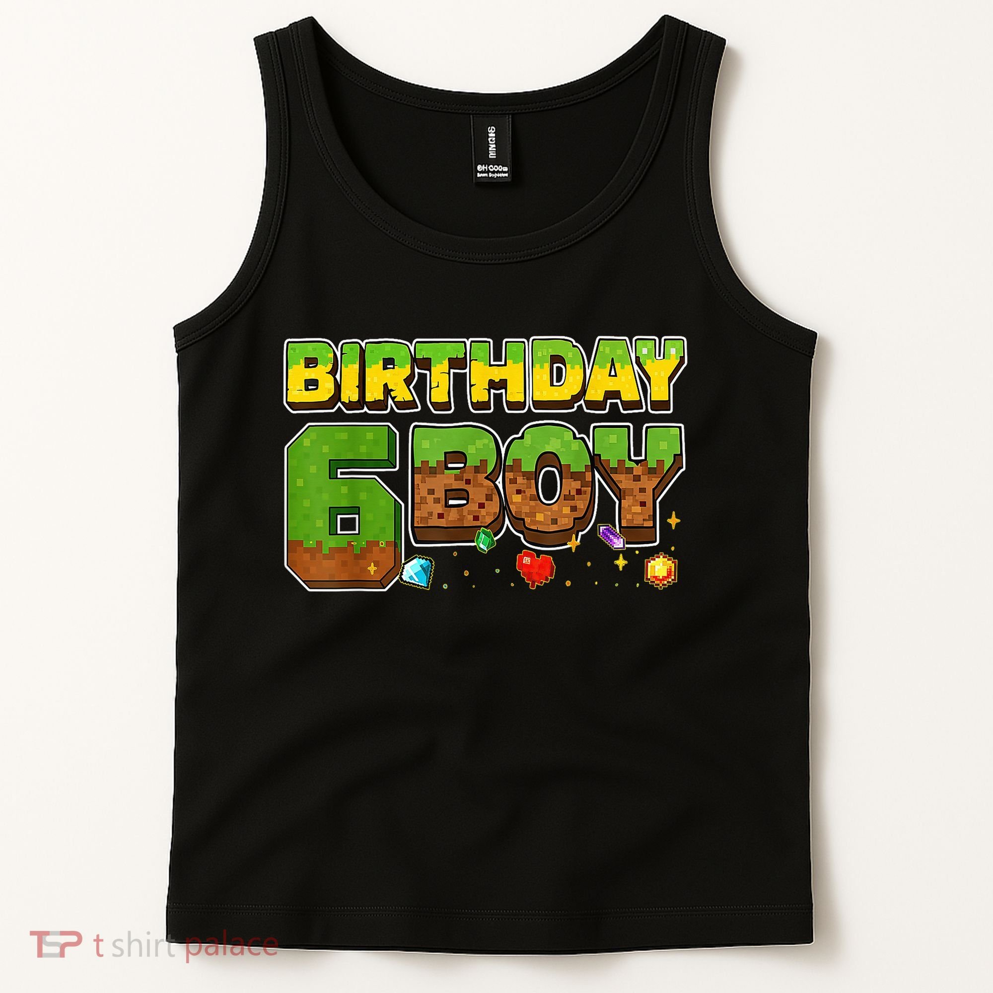 Birthday Boy Pixel 6th Birthday 6 Year Old Tank Top