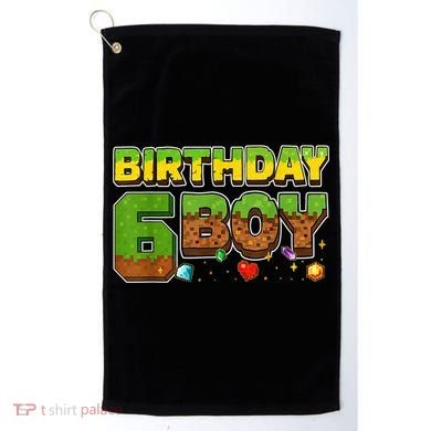 Birthday Boy Pixel 6th Birthday 6 Year Old Golf Towel