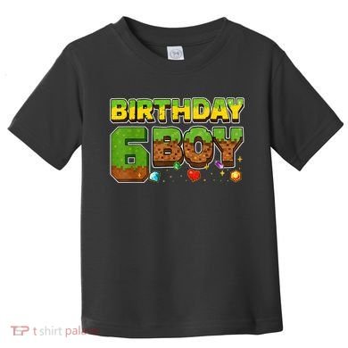 Birthday Boy Pixel 6th Birthday 6 Year Old Toddler T-Shirt