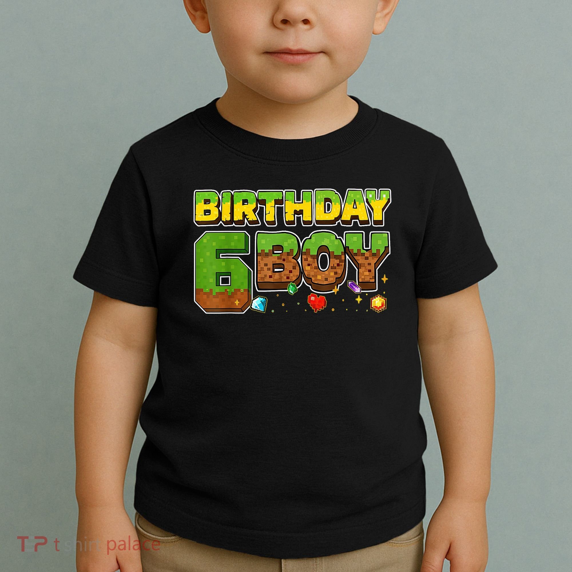 Birthday Boy Pixel 6th Birthday 6 Year Old Toddler T-Shirt