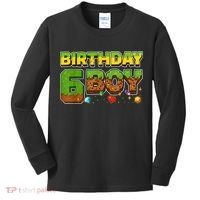 Birthday Boy Pixel 6th Birthday 6 Year Old Kids Long Sleeve Shirt thumb 0