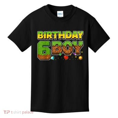 Birthday Boy Pixel 6th Birthday 6 Year Old Kids T-Shirt