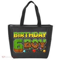 Birthday Boy Pixel 6th Birthday 6 Year Old Tote Bag thumb 0