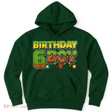 Birthday Boy Pixel 6th Birthday 6 Year Old Hoodie