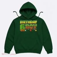 Birthday Boy Pixel 6th Birthday 6 Year Old Hoodie thumb 0