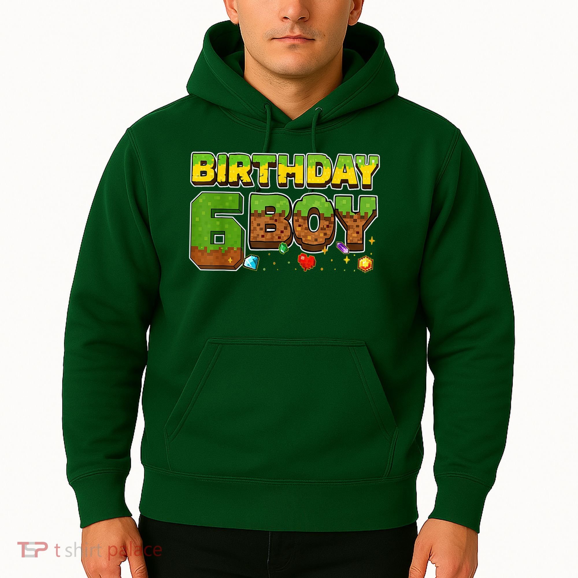 Birthday Boy Pixel 6th Birthday 6 Year Old Hoodie