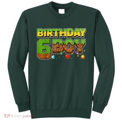 Birthday Boy Pixel 6th Birthday 6 Year Old Sweatshirt