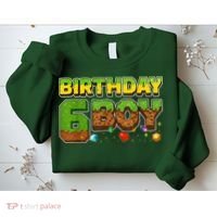 Birthday Boy Pixel 6th Birthday 6 Year Old Sweatshirt thumb 2