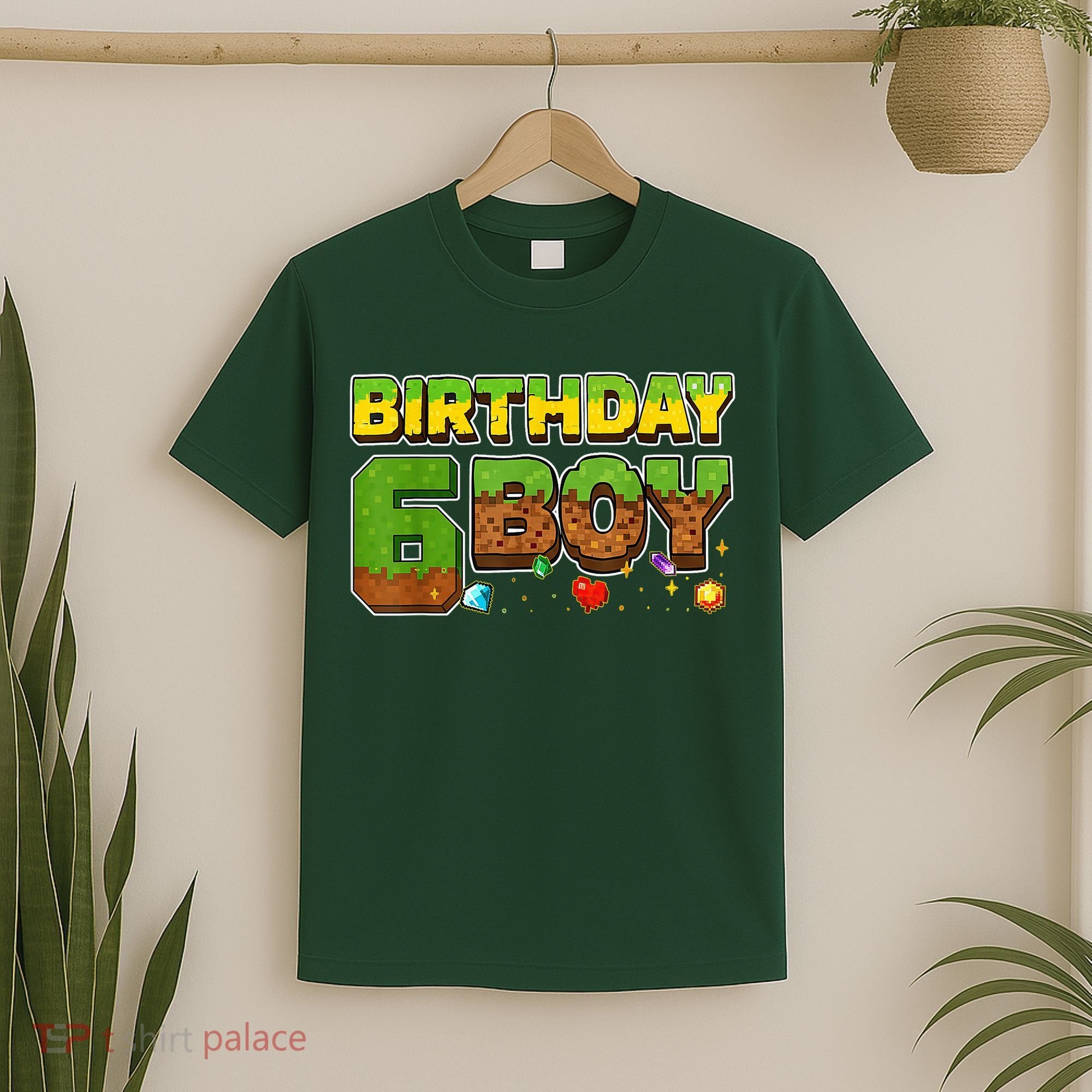 Birthday Boy Pixel 6th Birthday 6 Year Old T-Shirt
