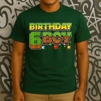 Birthday Boy Pixel 6th Birthday 6 Year Old T-Shirt thumb 3
