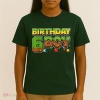 Birthday Boy Pixel 6th Birthday 6 Year Old T-Shirt thumb 4