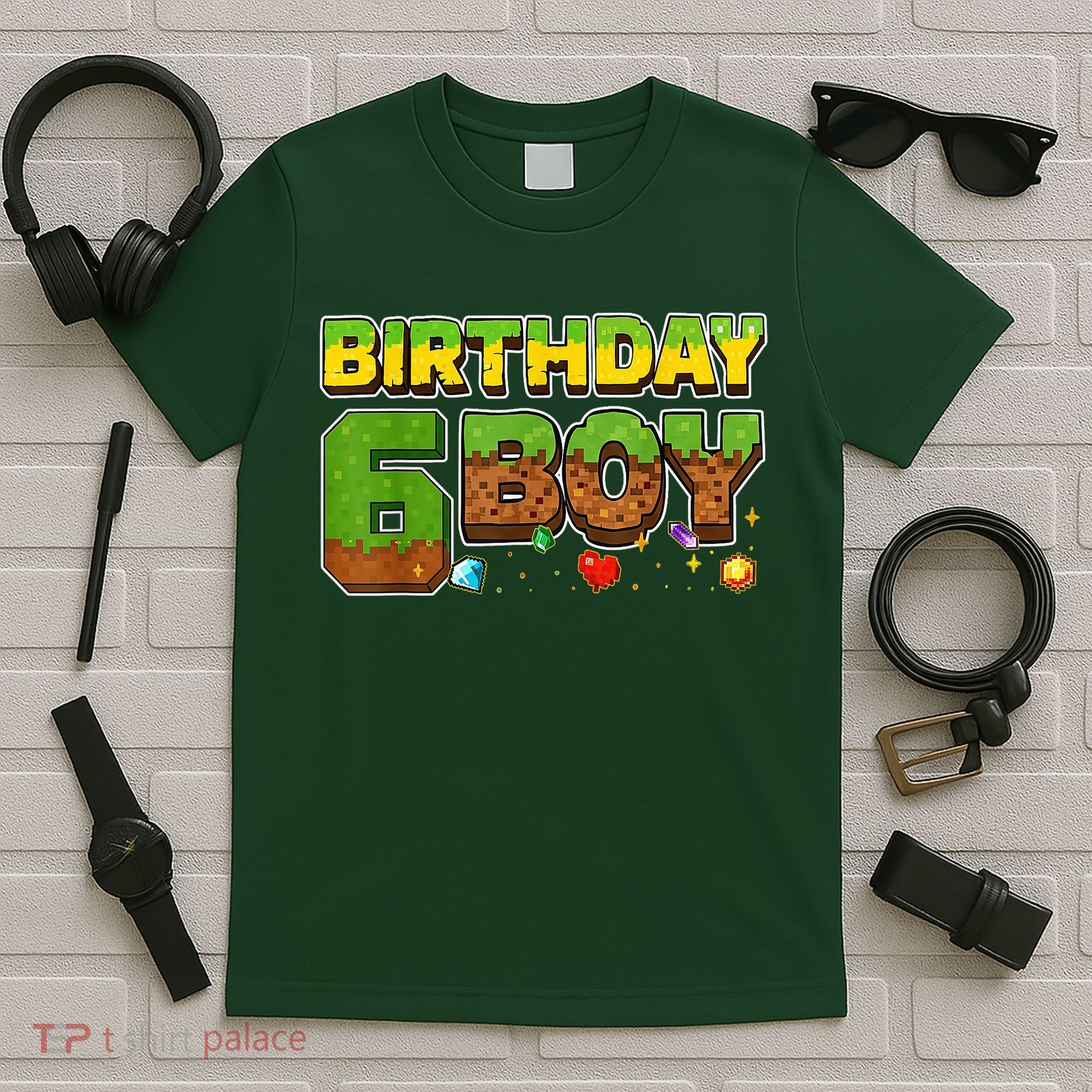 Birthday Boy Pixel 6th Birthday 6 Year Old T-Shirt