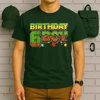 Birthday Boy Pixel 6th Birthday 6 Year Old T-Shirt thumb 6