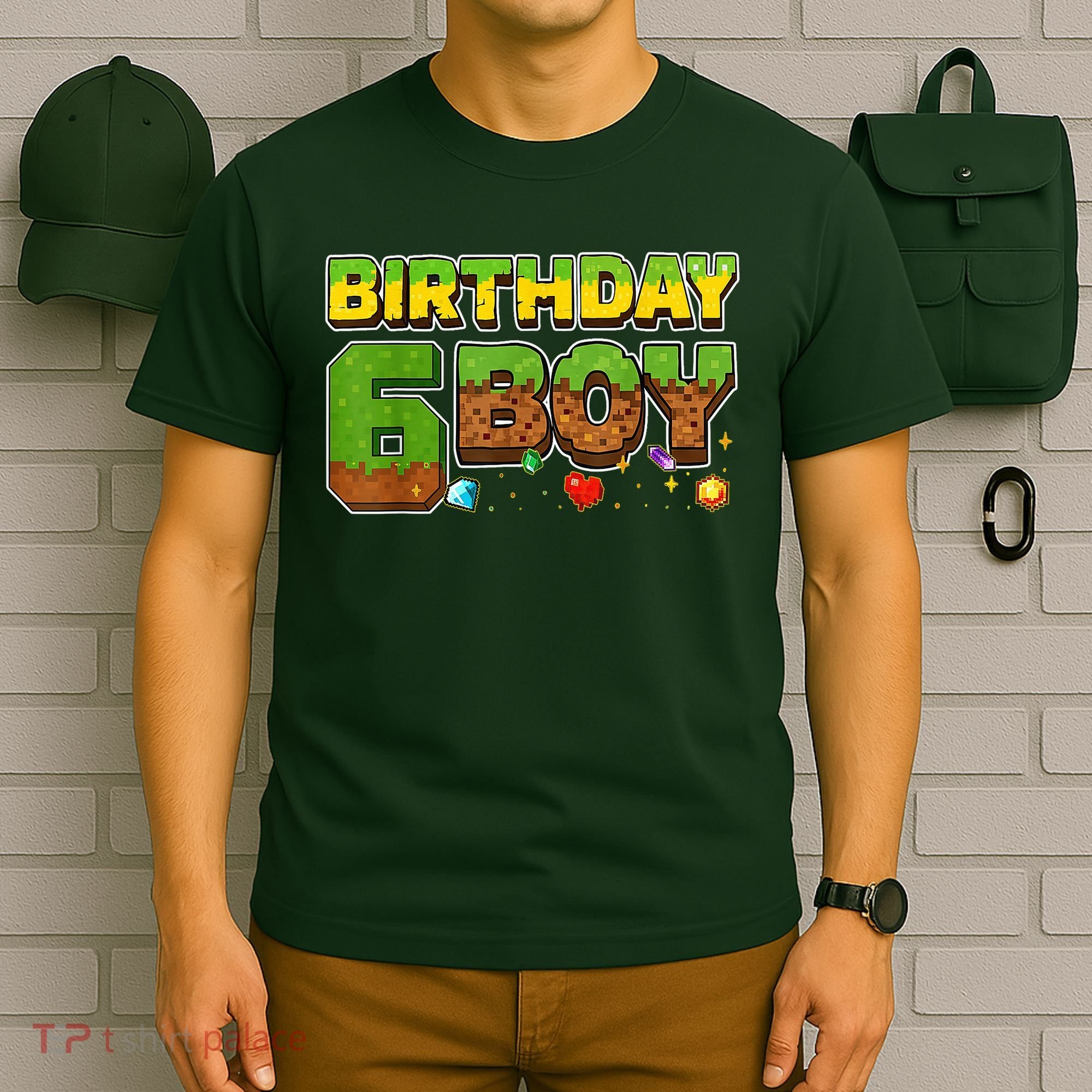 Birthday Boy Pixel 6th Birthday 6 Year Old T-Shirt