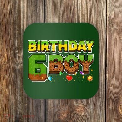 Birthday Boy Pixel 6th Birthday 6 Year Old Coaster